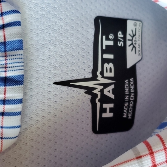 Habitat SS fishing shirt Red white blue plaid Small 40+solar factor - Picture 4 of 15